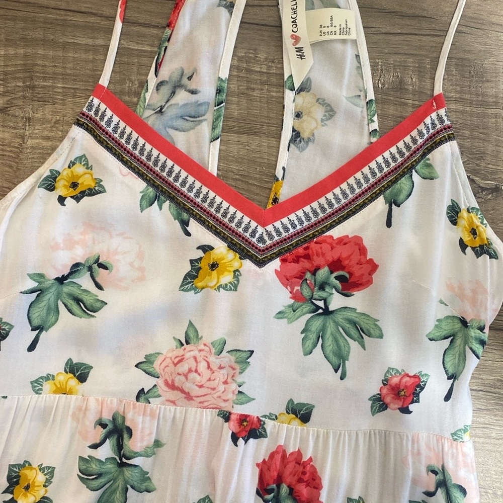 H&M Coachella  Maxi Dress - White with Red Accents - Picture 7 of 11